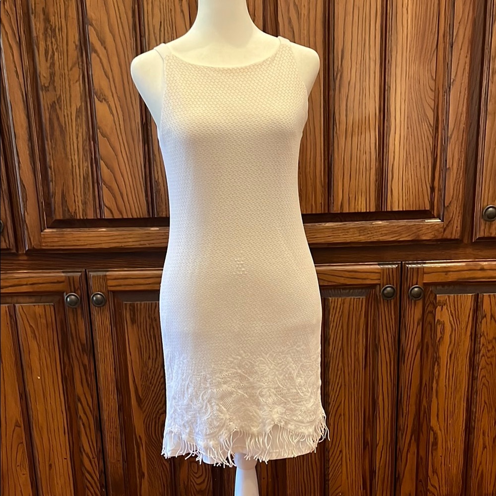 Eliza Audley White Fringe Athletic Dress